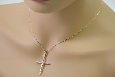 Cruce Catolică Jesus Vintage aur galben 14K roz italian vintage ctc011y