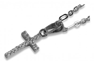 Eleganter 14 Karat Weißgold Katholischer Jesus Kreuz Anhänger ctc012w ctc012w