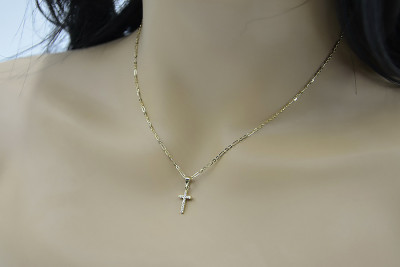 Eleganter 14 Karat Weißgold Katholischer Jesus Kreuz Anhänger ctc012w ctc012w