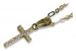 Krzyż Jezusa Vintage różowy włoski 14k żółte złoto ctc012y
