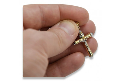 "Classic 14K Yellow White Gold Italian Jesus Cross Pendant" ctc015yw ctc015yw