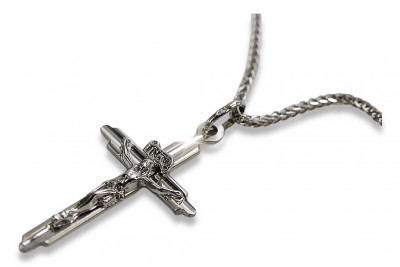 "Elegant Italian 14K White Gold Catholic Cross Pendant" ctc017w white14kctc017w