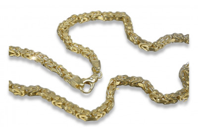 Chaîne en or jaune 14 carats Byzantine creuse 585 - 45 cm, 50 cm, 55 cm, 60 cm, 70 cm cc052y