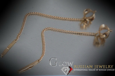 "Elegantes Pendientes Colgantes de Oro Rosa Antiguo 14k Sin Piedras" ven012 ven012