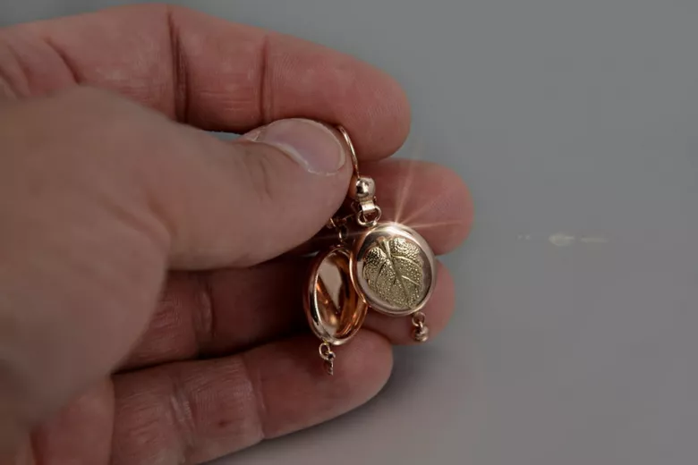 "Aretes Antiguos de Hoja en Oro Rosa de 14k Sin Piedras" ven045 ven045