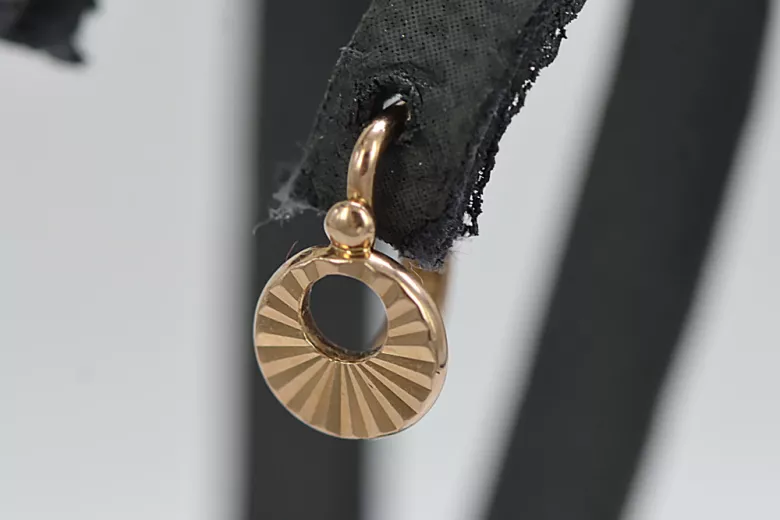 Оригинальные Винтажные Серьги-Кольца из Розового Золота 14k 585 Без Камней ven079 ven079