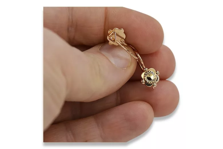 Klassische Vintage-Roségold 14k 585 Goldene Ohrringe ohne Steine ven082 ven082