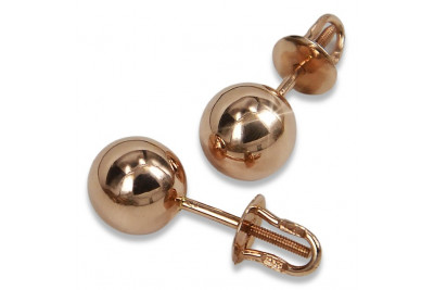 "Authentic Vintage 14K Rose Gold Ball Earrings - No Stones" ven085 ven085