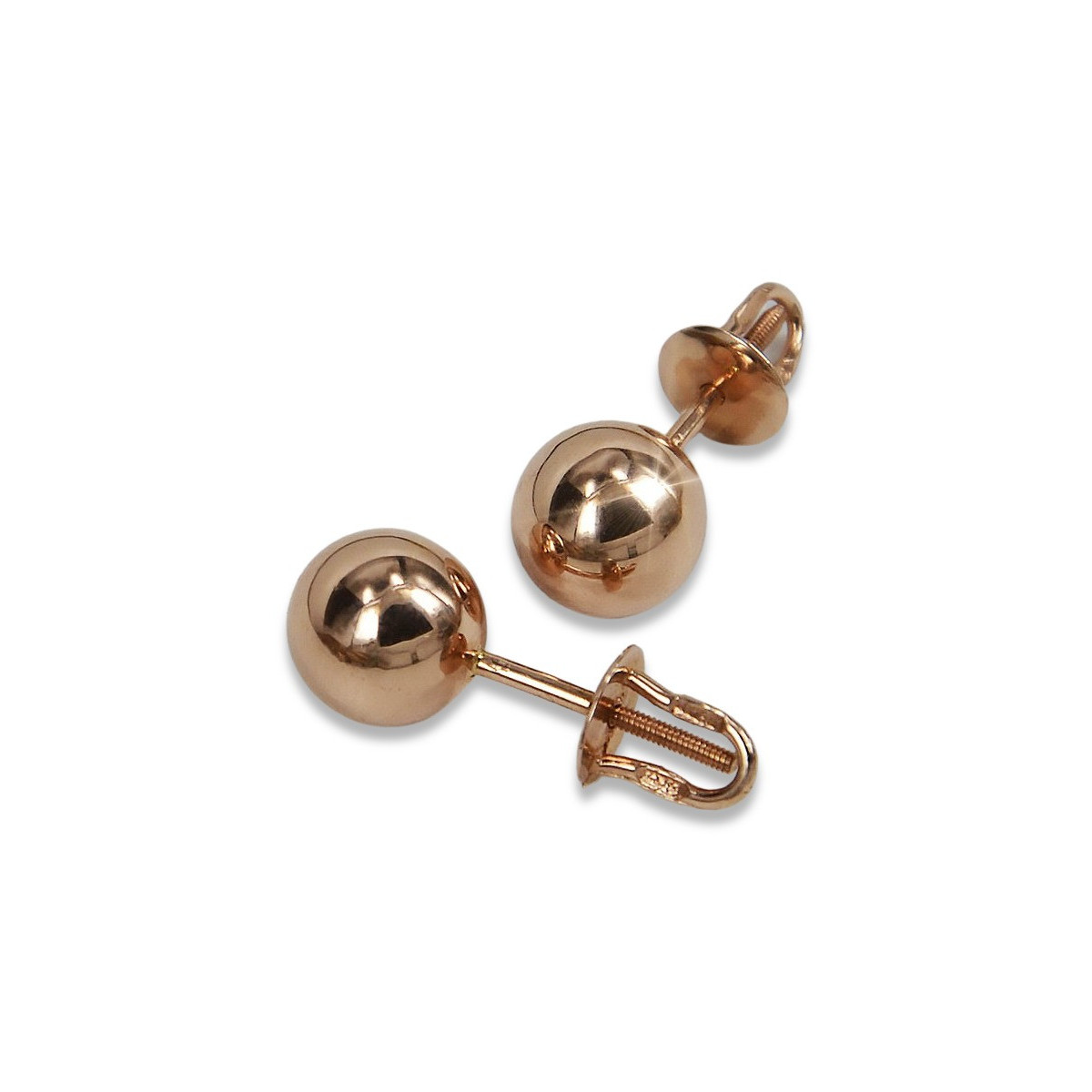 "Authentic Vintage 14K Rose Gold Ball Earrings - No Stones" ven085 ven085