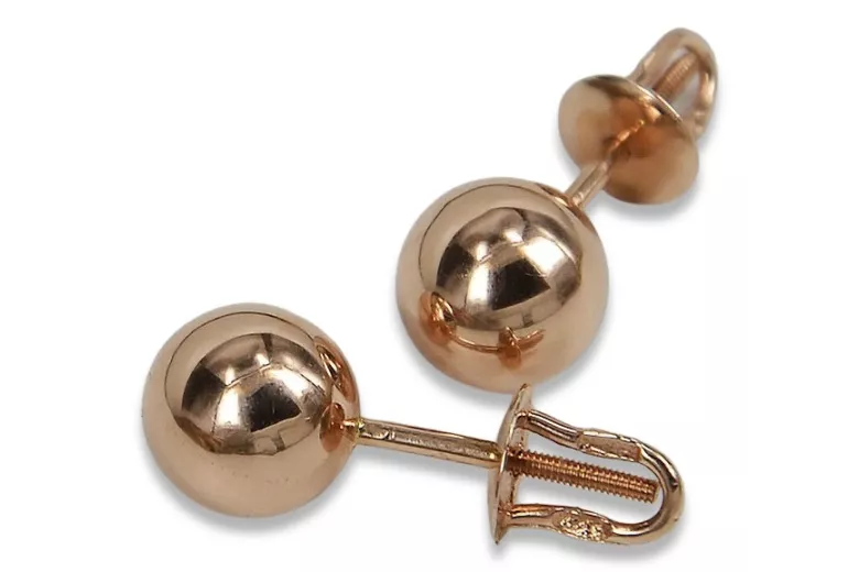 "Authentic Vintage 14K Rose Gold Ball Earrings - No Stones" ven085 ven085