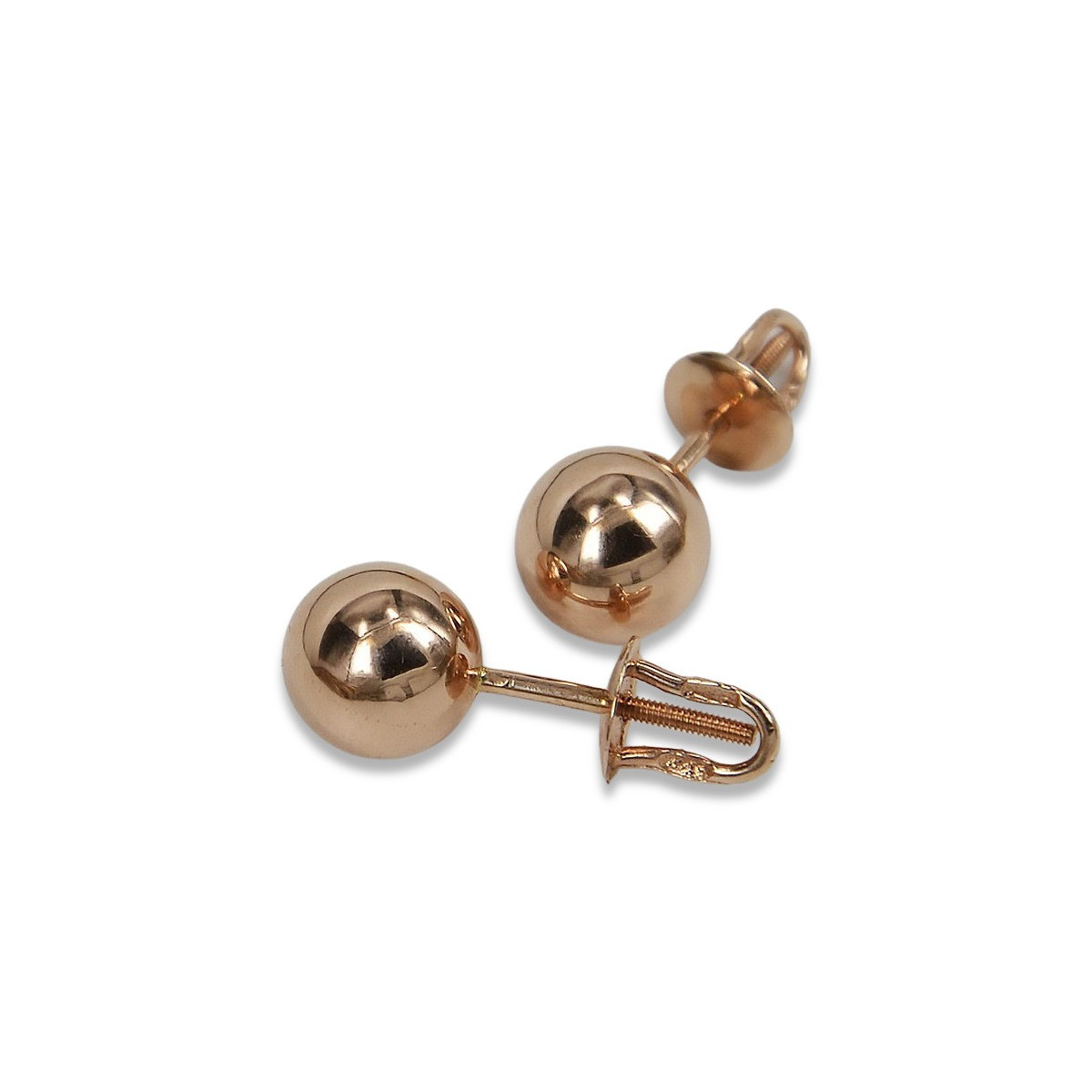 "Authentic Vintage 14K Rose Gold Ball Earrings - No Stones" ven085 ven085