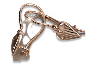 Boucles d'oreilles coeur vintage en or rose 14 carats 585 sans pierres ven090 ven090