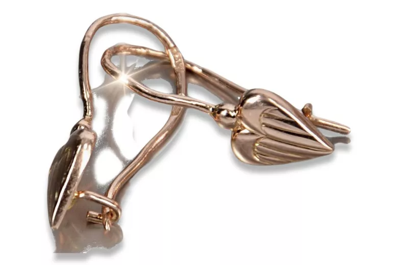 Boucles d'oreilles coeur vintage en or rose 14 carats 585 sans pierres ven090 ven090