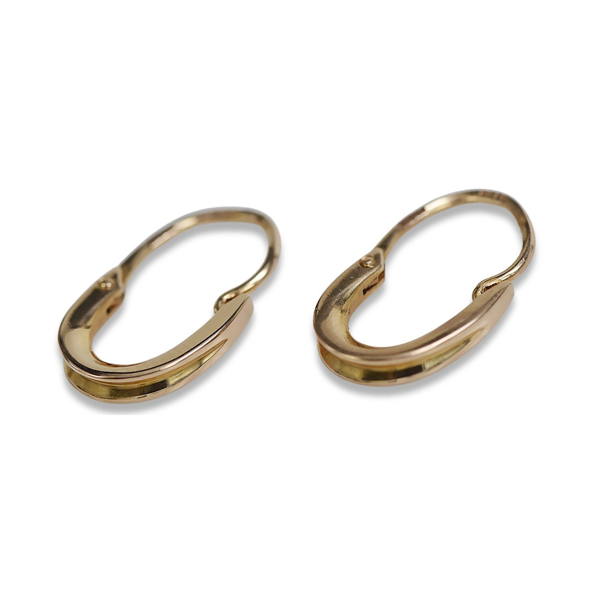 "Classic No Stones Vintage 14K Rose Gold Hoops Earrings" ven095 ven095