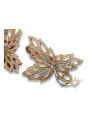 Boucles d'oreilles en feuille d'érable en or rose et blanc 14 carats vintage ven096rw