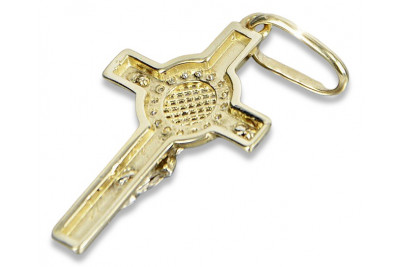 "14K Yellow White Gold Vintage Italian Jesus Cross Pendant" ctc024yw ctc024yw