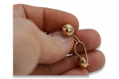 "No Stones Original Vintage 14K Rose Gold Ball Earrings" ven178 ven178