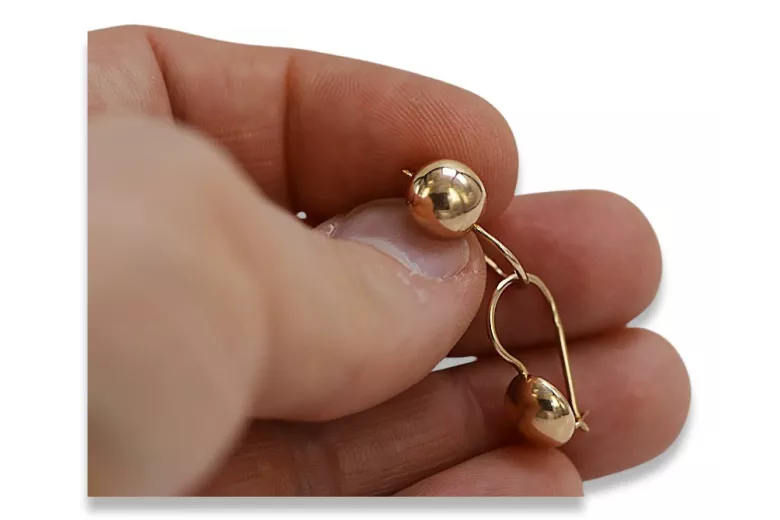 "No Stones Original Vintage 14K Rose Gold Ball Earrings" ven178 ven178