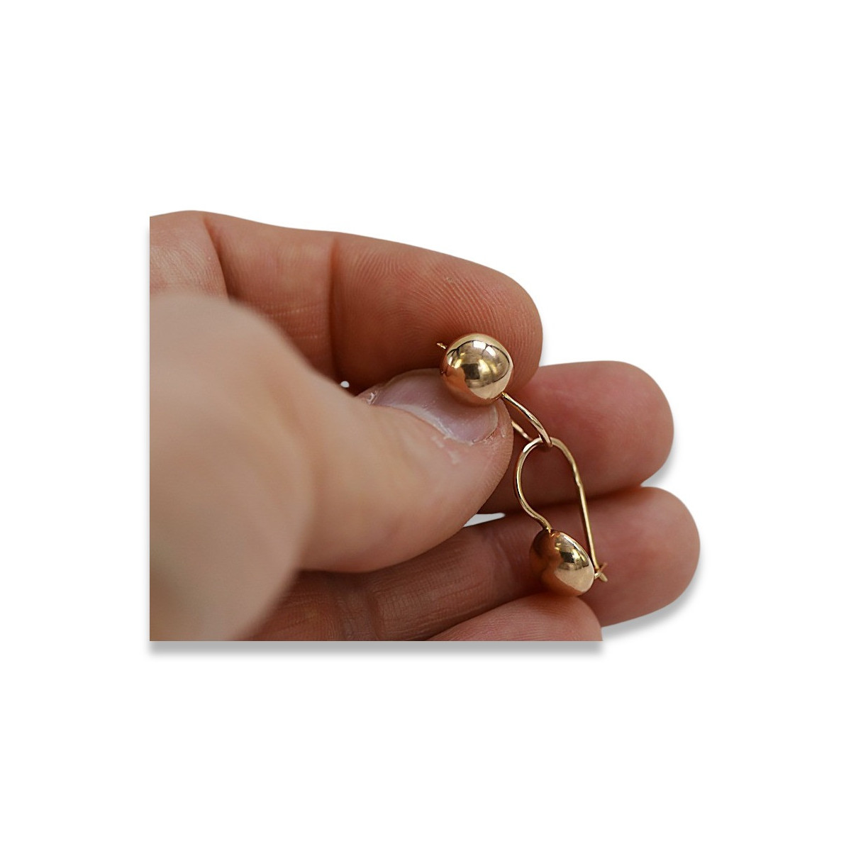 "Boucles d'oreilles sphériques vintage en or rose 14 carats 585 sans pierres" ven178 ven178