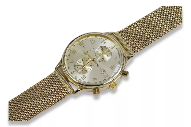 Ceas bărbătesc din aur galben 14k 585 Geneve mw005y&mbw014y