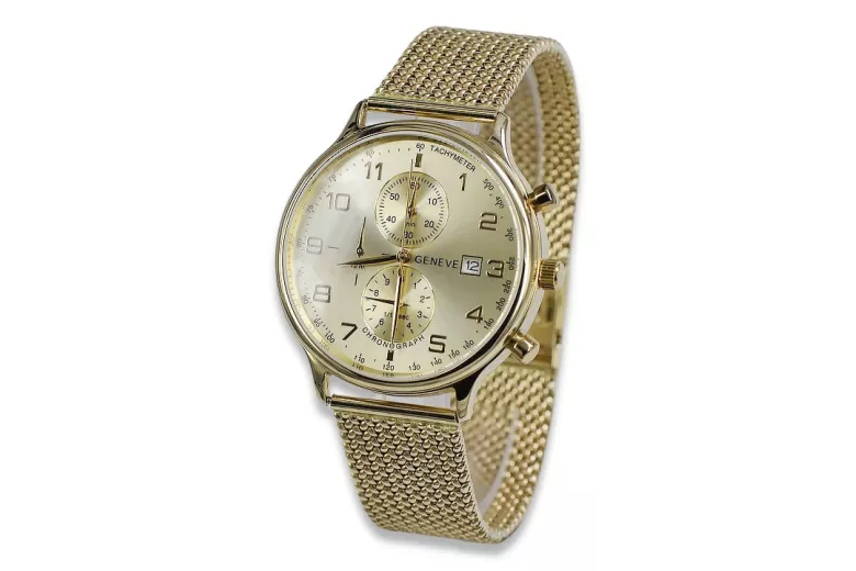 Ceas bărbătesc din aur galben 14k 585 Geneve mw005y&mbw014y