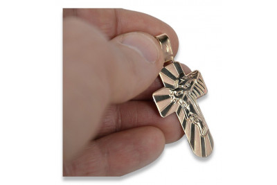 "14K Rose Gold Catholic Cross with Vintage Touch" ctc023r ctc023r