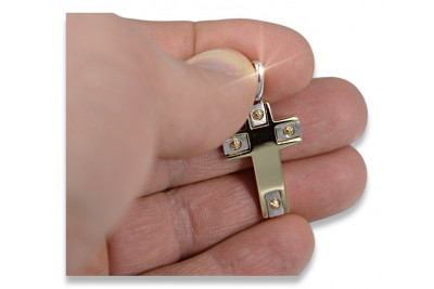 Crucea ★ Catolică de Aur russiangold.com ★ Aur 585 333 Preț scăzut