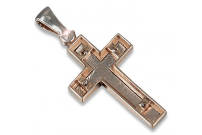 Vintage 14K Rose White Gold Catholic Cross ctc026rw