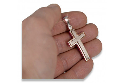 "Antique 14K Rose Gold 585 Catholic Cross in Hues of Pink and Red" ctc026r ctc026r