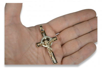 "Classic 14K Rose Gold Red Enamel Catholic Cross" ctc049r ctc049r