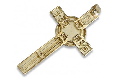 14K Yellow Gold Catholic Cross Pendant ctc096y