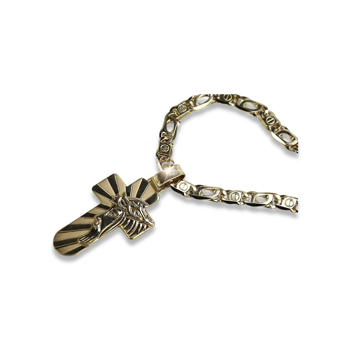 "Heavenly Italian 14k Gold Cross on Cartier Chain" ctc023y&cc031y