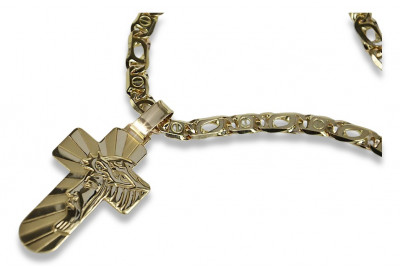 Chaîne Cartier en or jaune 14 carats croix catholique (Cartier chain in 14k yellow gold Catholic cross) ctc023y&cc031y