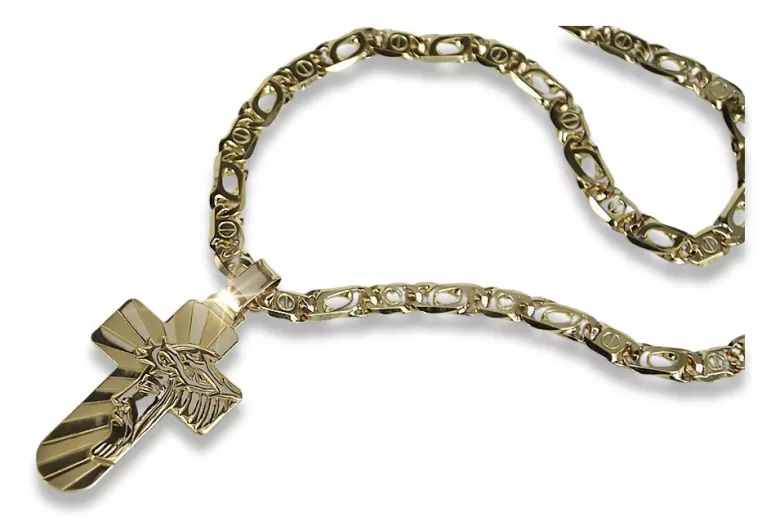 "Heavenly Italian 14k Gold Cross on Cartier Chain" ctc023y&cc031y