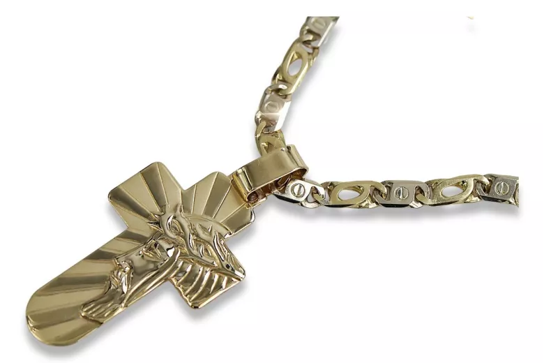 "Heavenly Italian 14k Gold Cross on Cartier Chain" ctc023y&cc031y