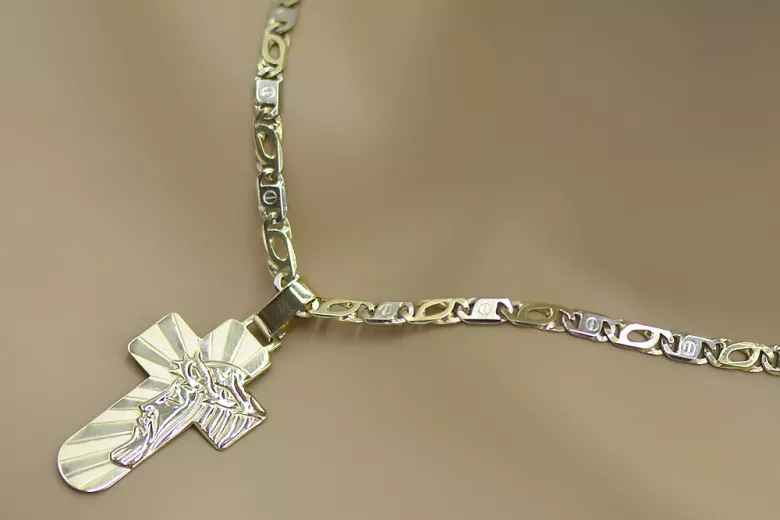 "Heavenly Italian 14k Gold Cross on Cartier Chain" ctc023y&cc031y