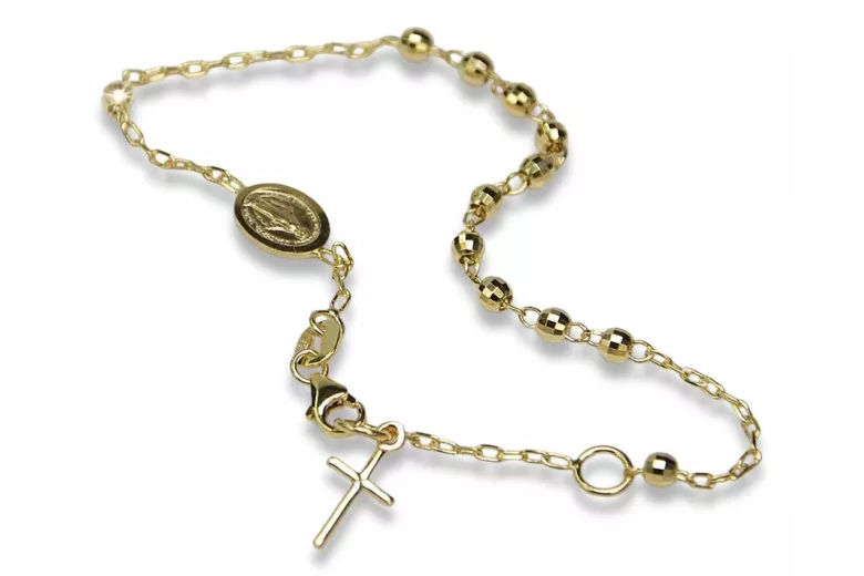 Yellow rose gold rosary bracelet★ russiangold.com ★ Gold 585 333 Low price