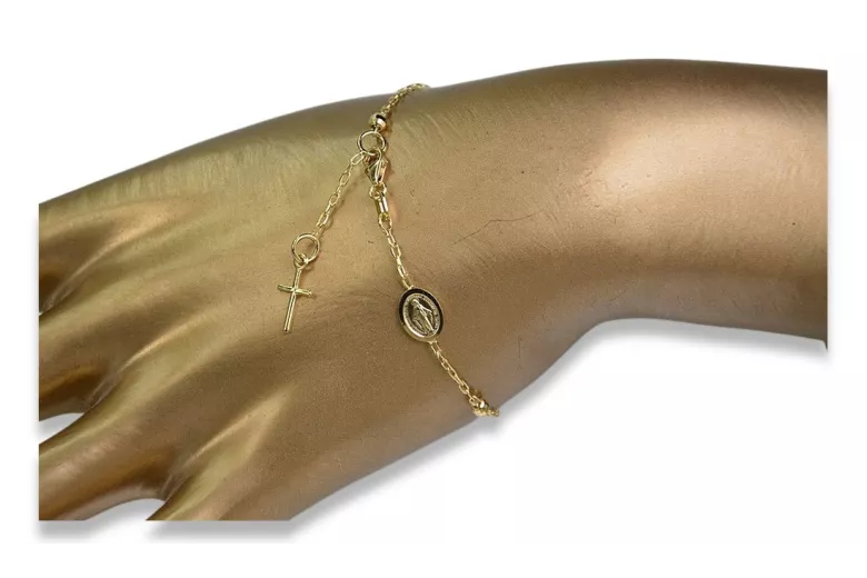 Yellow rose gold rosary bracelet★ russiangold.com ★ Gold 585 333 Low price