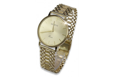 Gold men's watch Geneve ★ zlotychlopak.pl ★ Gold purity 585 333 Low Price!