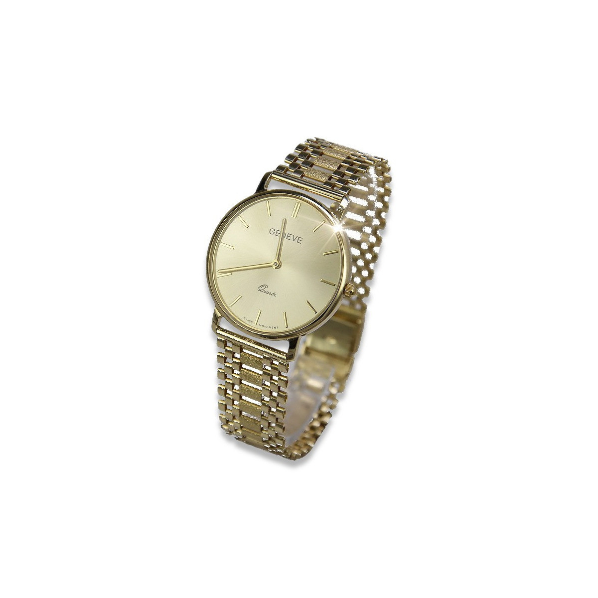 Reloj de oro para hombre Geneve ★ zlotychlopak.pl ★ Pureza de oro 585 333 Precio bajo!