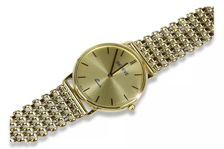 Reloj de oro para hombre Geneve ★ zlotychlopak.pl ★ Pureza de oro 585 333 Precio bajo!