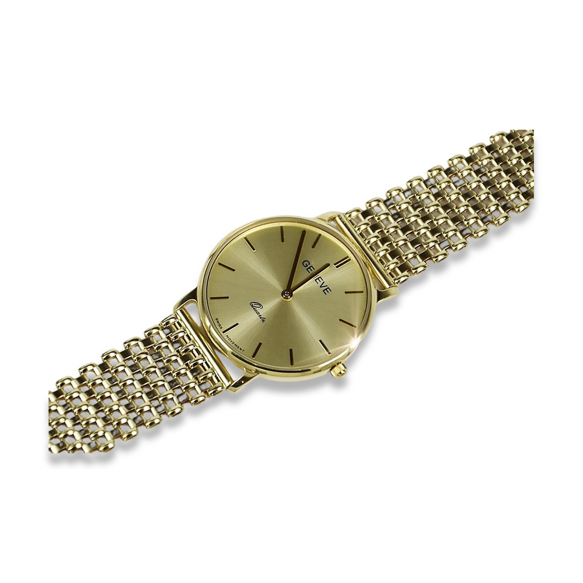 Gold men's watch Geneve ★ zlotychlopak.pl ★ Gold purity 585 333 Low Price!