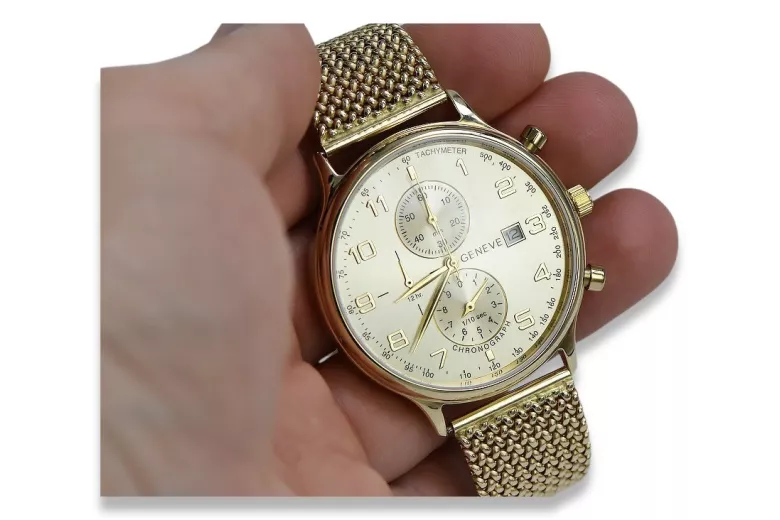 Reloj de Hombre en Oro Amarillo 14k 585 Geneve mw005y&mbw014y