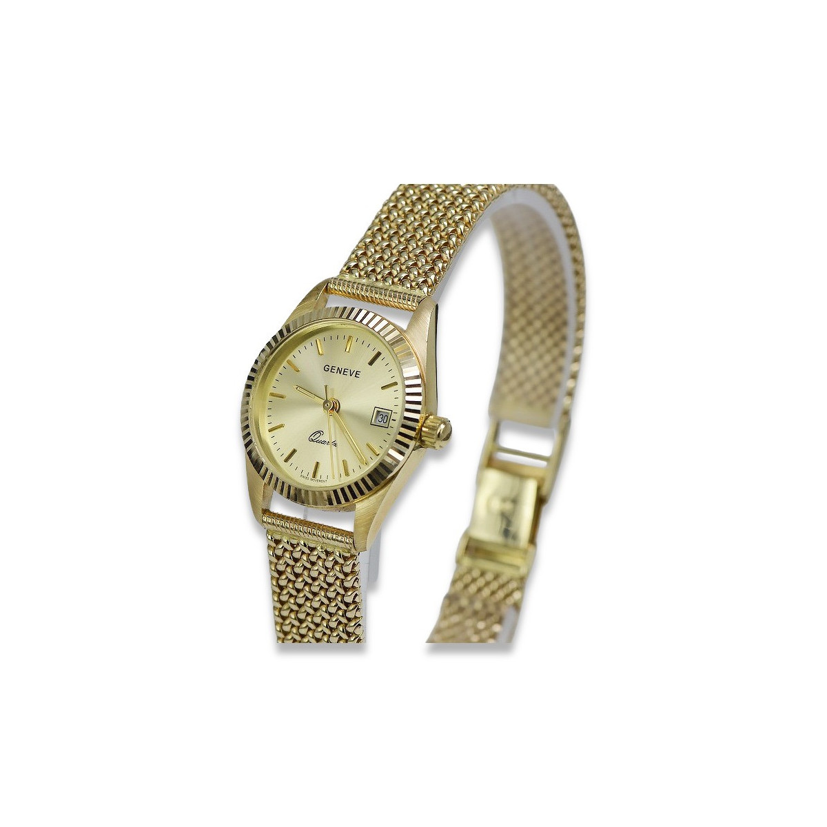 Goldene Herrenuhr Geneve ★ zlotychlopak.pl ★ Gold Reinheit 585 333 Niedriger Preis!