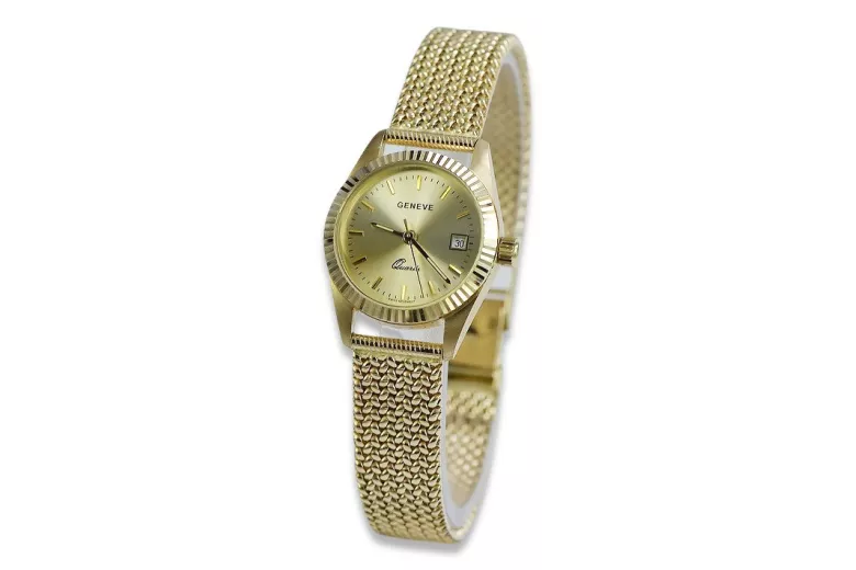 Goldene Herrenuhr Geneve ★ zlotychlopak.pl ★ Gold Reinheit 585 333 Niedriger Preis!