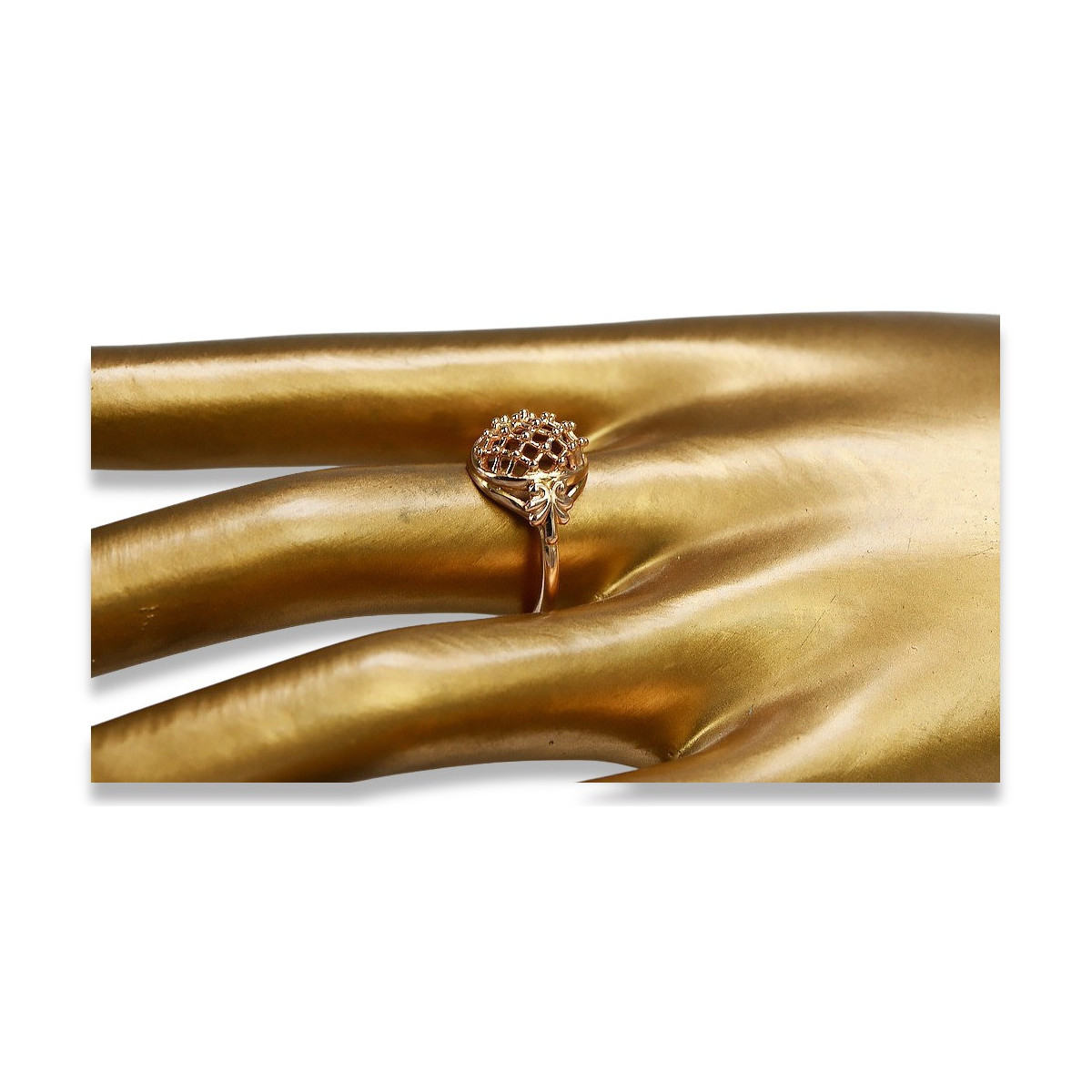 Russe soviétique rose rose 14k 585 or Bague vintage vrn005