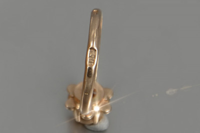 Русский Советский розовый розовый 14k 585 золото Винтажное кольцо vrn018