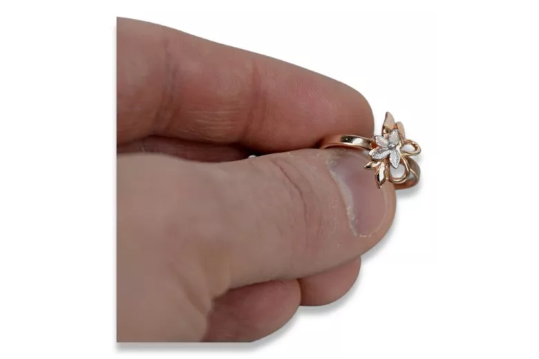 Russe soviétique rose rose 14k 585 or Bague vintage vrn043