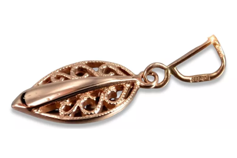 "Pendentif Feuille Vintage en Or Rose 14 Carats 585 d'Origine Pas de Pierres" vpn081 vpn081