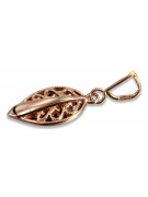 "Pendentif Feuille Vintage en Or Rose 14 Carats 585 d'Origine Pas de Pierres" vpn081 vpn081